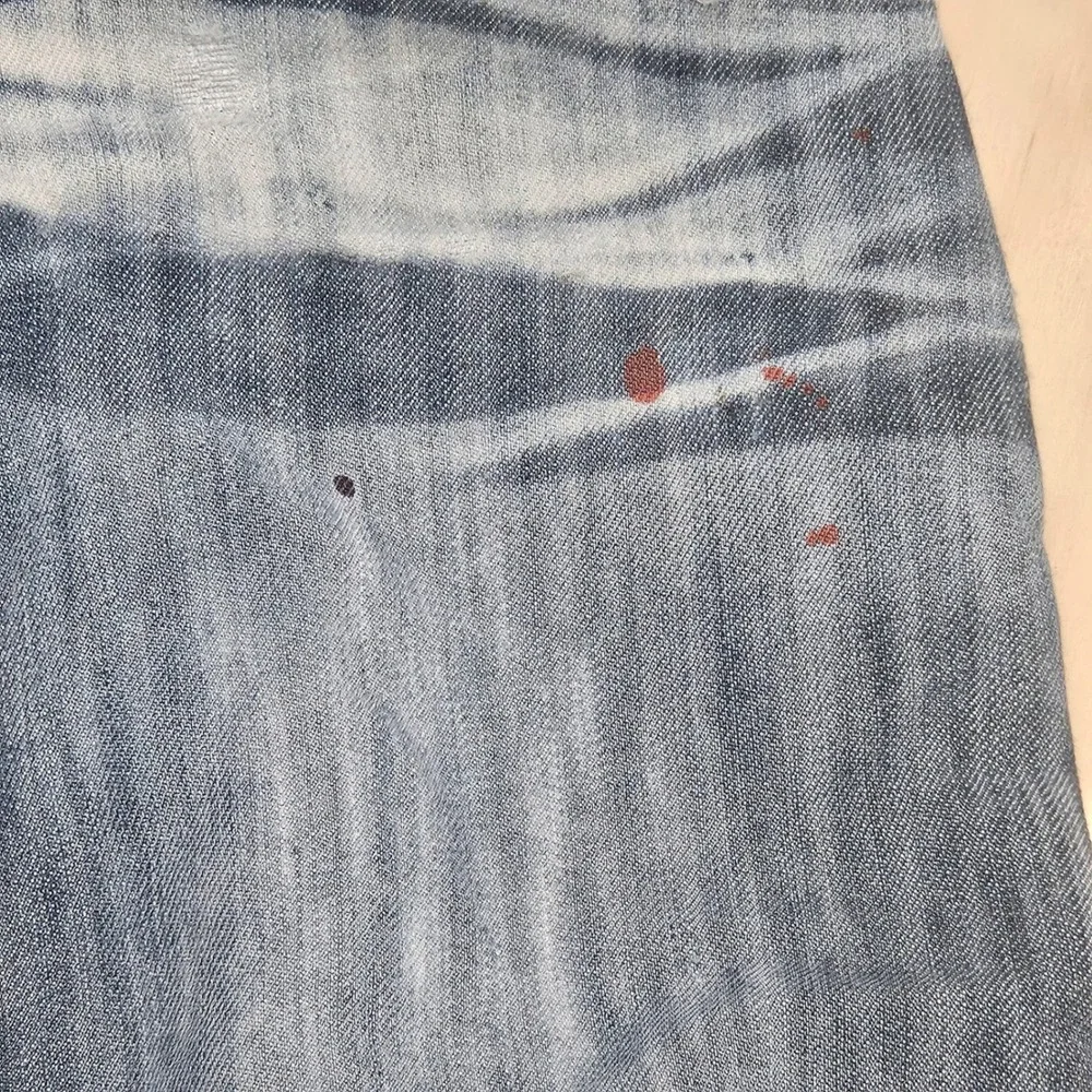 San Marino Gas Distressed Straight Leg Blue Jeans Mens 34 x 32 Whiskered Grunge